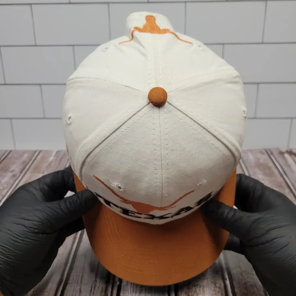 Vintage Apex One Texas Longhorns Snapback Hat NCAA White Orange Made Taiwan